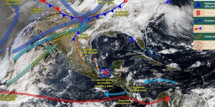 Prevén lluvias y oleaje elevado en la Península de Yucatán