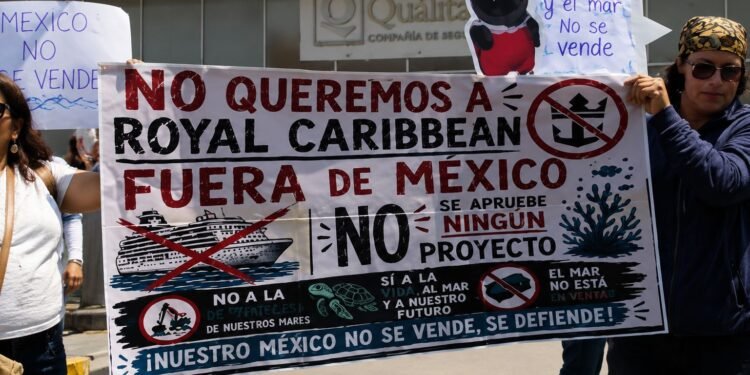 “México no se vende”; protesta presiona para sellar el futuro de Mahahual
