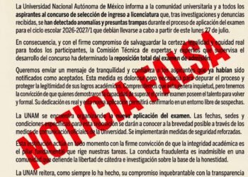 ¡Cuidado con este aviso! UNAM desmiente falso comunicado sobre la reposición del examen de ingreso