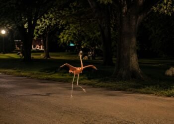 ¡Fuera de su ruta! Flamenco aparece desorientado en parque de Mérida y vecinos lo ponen a salvo