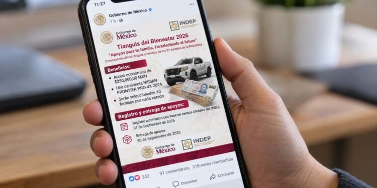 Falso “Tianguis del Bienestar” ofrece 250 mil pesos y camionetas; Segob alerta por engaño