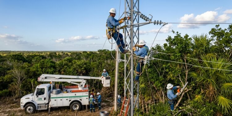 CFE atiende fallas eléctricas tras apagones en la península de Yucatán